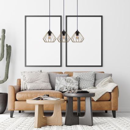 Luster na sajli CEED GOLD 3xE27/60W/230V crno/zlatna