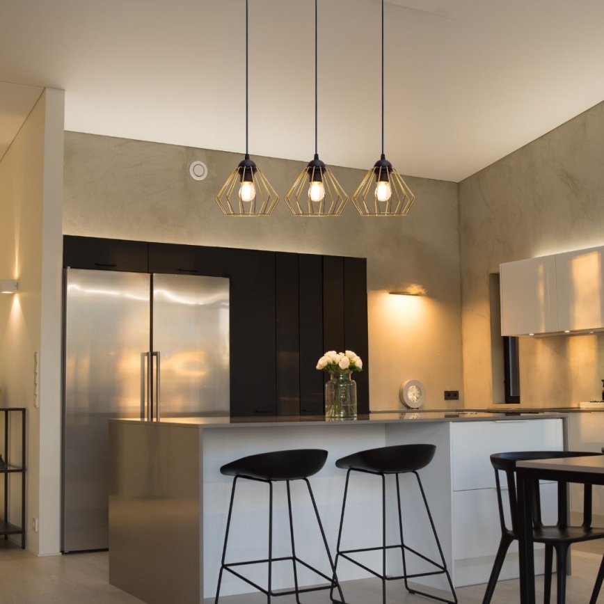 Luster na sajli CEED GOLD 3xE27/60W/230V crno/zlatna