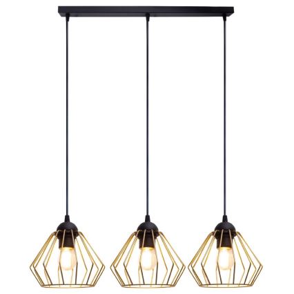Luster na sajli CEED GOLD 3xE27/60W/230V crno/zlatna
