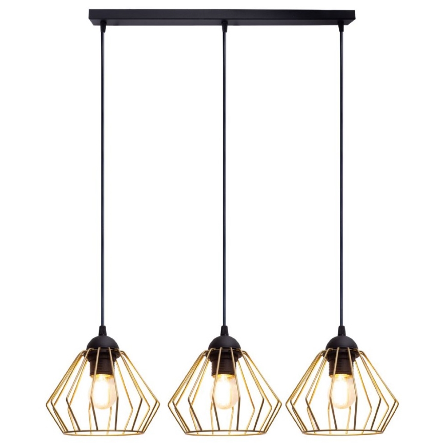 Luster na sajli CEED GOLD 3xE27/60W/230V crno/zlatna