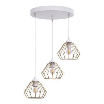 Luster na sajli CEED GOLD 3xE27/60W/230V pr. 45 cm bela/zlatna