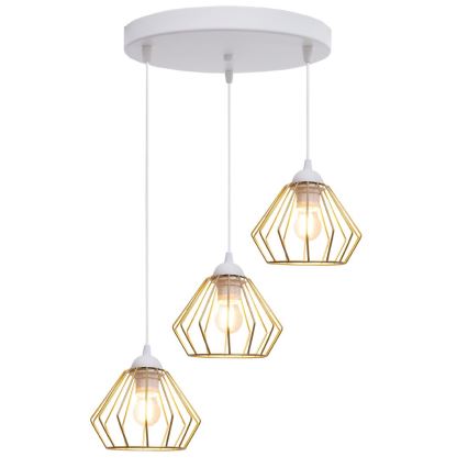 Luster na sajli CEED GOLD 3xE27/60W/230V pr. 45 cm bela/zlatna