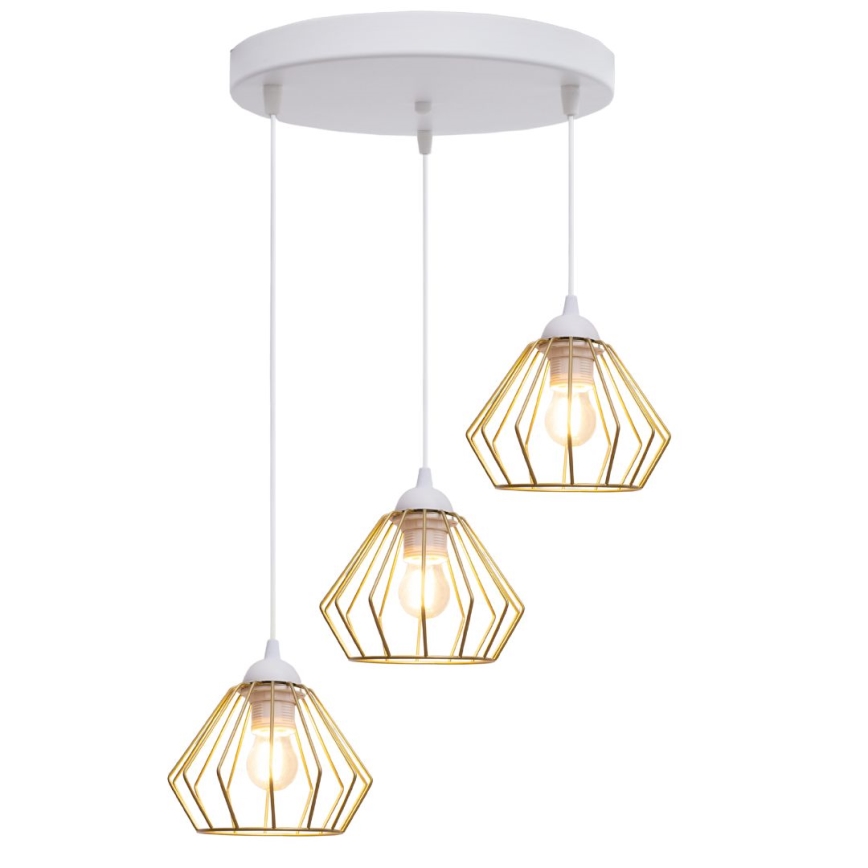 Luster na sajli CEED GOLD 3xE27/60W/230V pr. 45 cm bela/zlatna