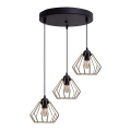 Luster na sajli CEED GOLD 3xE27/60W/230V pr. 45 cm crno/zlatna