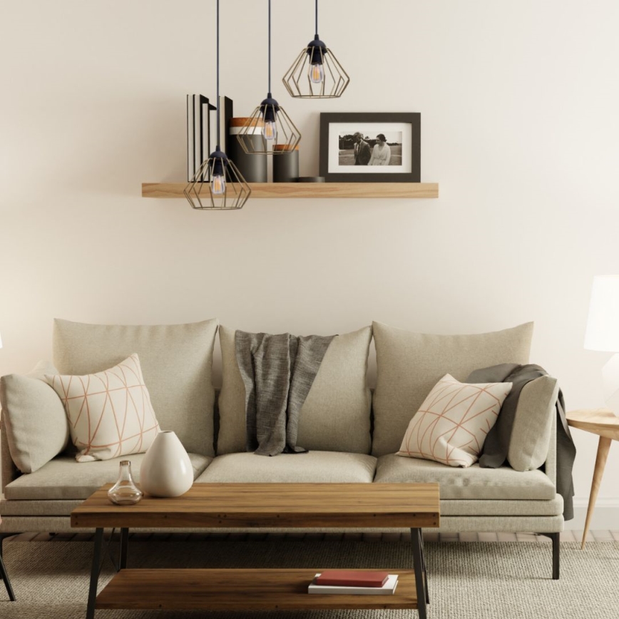 Luster na sajli CEED GOLD 3xE27/60W/230V pr. 45 cm crno/zlatna
