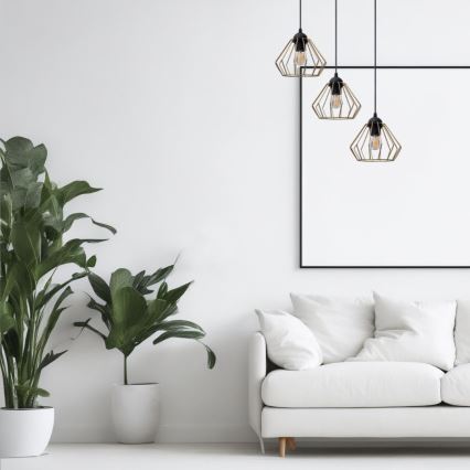 Luster na sajli CEED GOLD 3xE27/60W/230V pr. 45 cm crno/zlatna