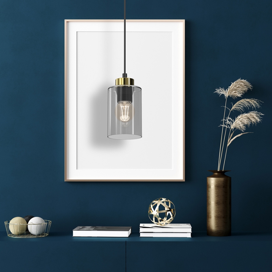 Luster na sajli CHIC 1xE27/60W/230V crno/sivo