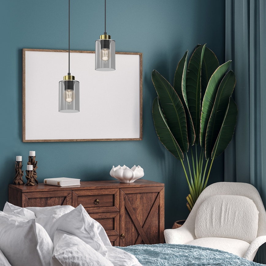 Luster na sajli CHIC 1xE27/60W/230V crno/sivo