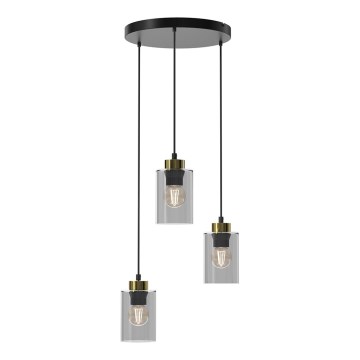 Luster na sajli CHIC 3xE27/60W/230V crno/sivo