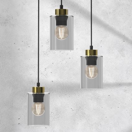 Luster na sajli CHIC 3xE27/60W/230V crno/sivo