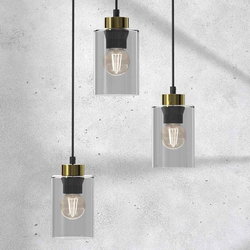 Luster na sajli CHIC 3xE27/60W/230V crno/sivo