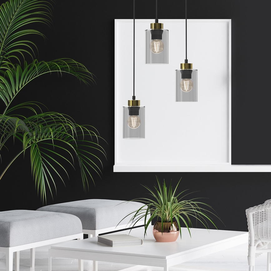 Luster na sajli CHIC 3xE27/60W/230V crno/sivo