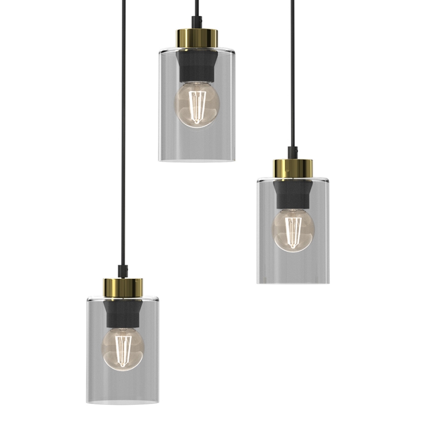 Luster na sajli CHIC 3xE27/60W/230V crno/sivo