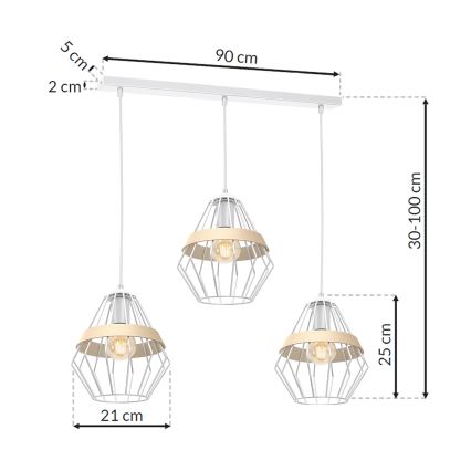 Luster na sajli CLIF 3xE27/60W/230V