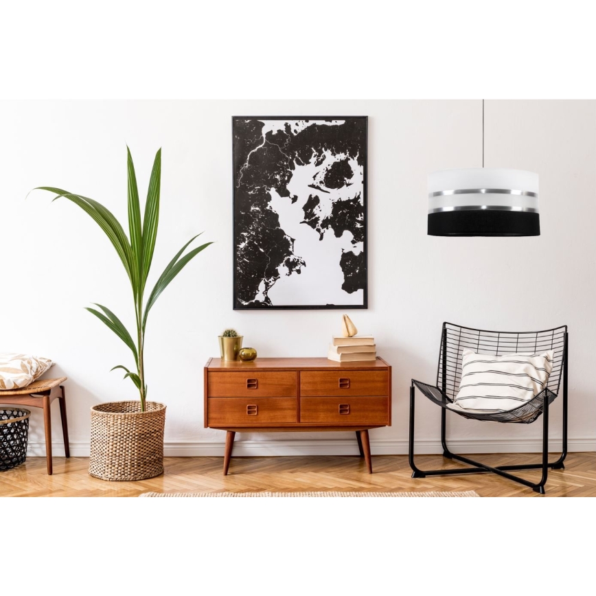 Luster na sajli CORAL 1xE27/60W/230V crno-bela