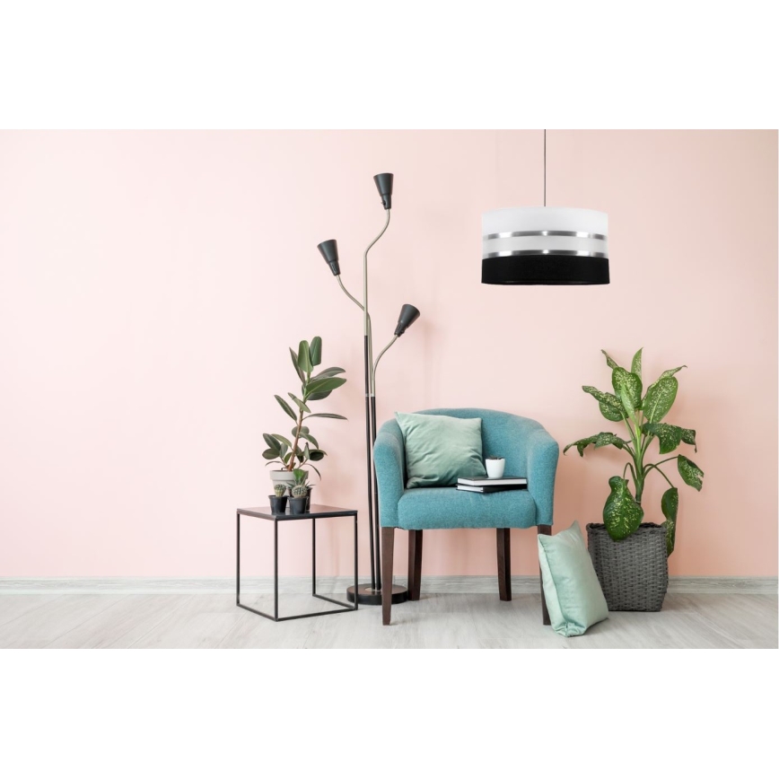 Luster na sajli CORAL 1xE27/60W/230V crno-bela