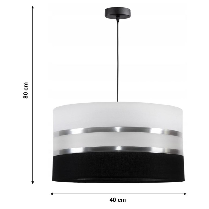 Luster na sajli CORAL 1xE27/60W/230V crno-bela