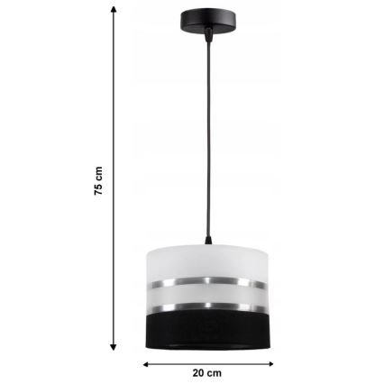 Luster na sajli CORAL 1xE27/60W/230V crno-bela