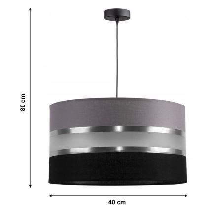 Luster na sajli CORAL 1xE27/60W/230V crno-siva