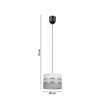 Luster na sajli CORAL 1xE27/60W/230V pr. 20 cm bela/sivo