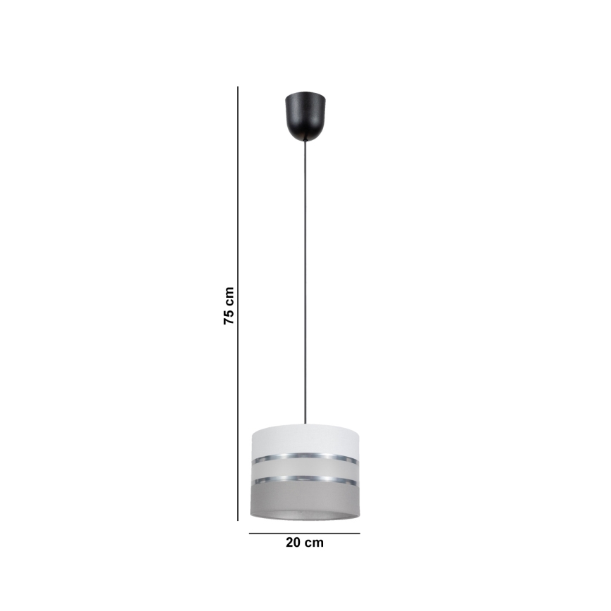 Luster na sajli CORAL 1xE27/60W/230V pr. 20 cm bela/sivo