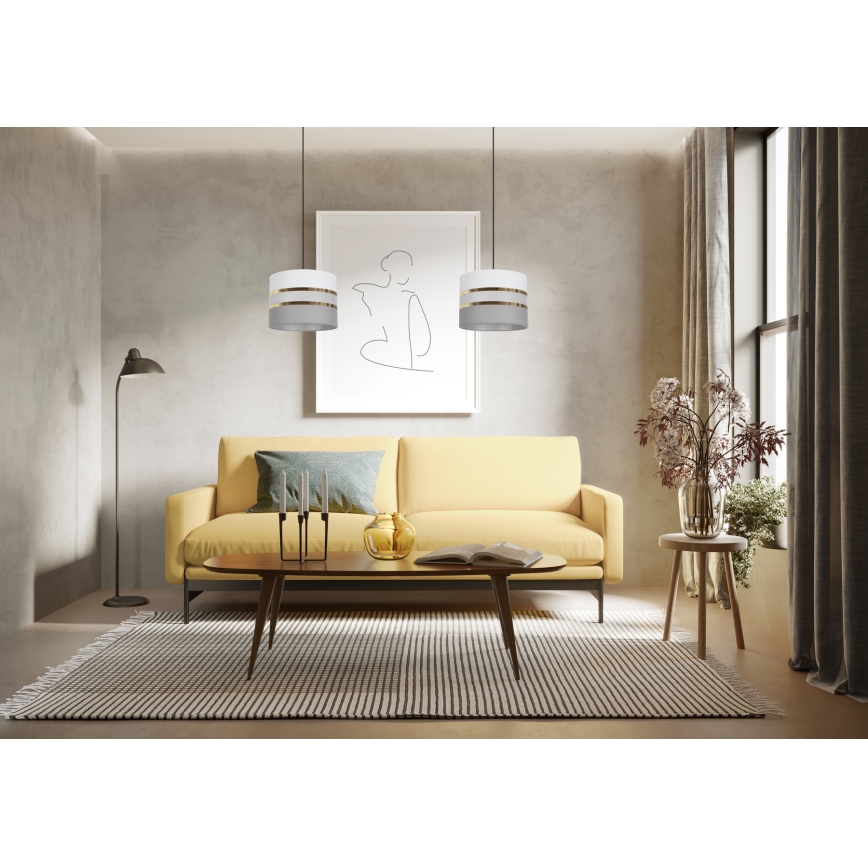 Luster na sajli CORAL 1xE27/60W/230V pr. 20 cm bela/sivo