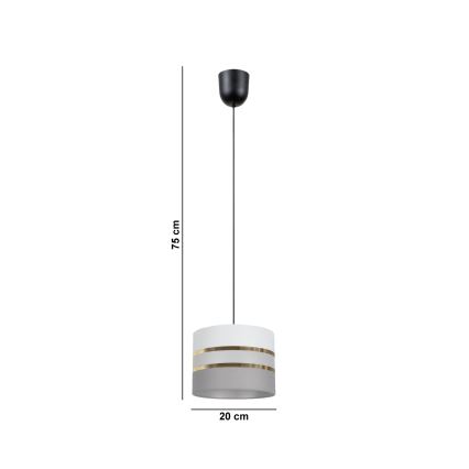 Luster na sajli CORAL 1xE27/60W/230V pr. 20 cm bela/sivo