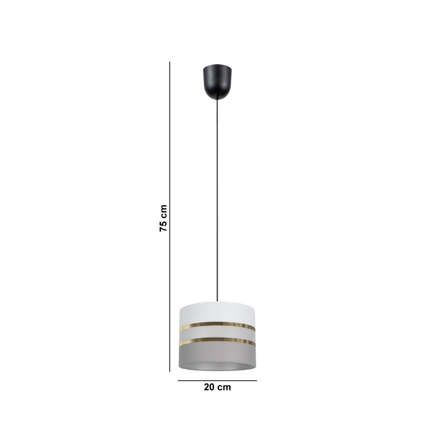 Luster na sajli CORAL 1xE27/60W/230V pr. 20 cm bela/sivo