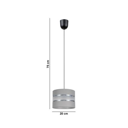 Luster na sajli CORAL 1xE27/60W/230V pr. 20 cm sivo