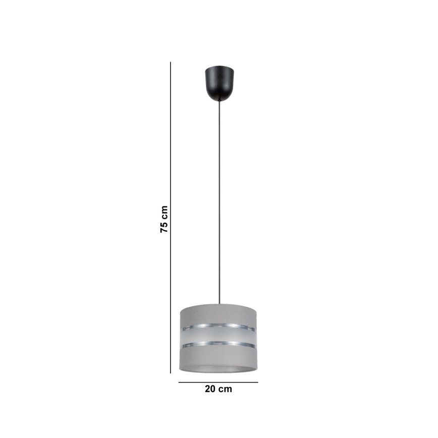 Luster na sajli CORAL 1xE27/60W/230V pr. 20 cm sivo