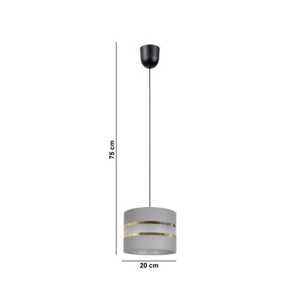 Luster na sajli CORAL 1xE27/60W/230V pr. 20 cm sivo