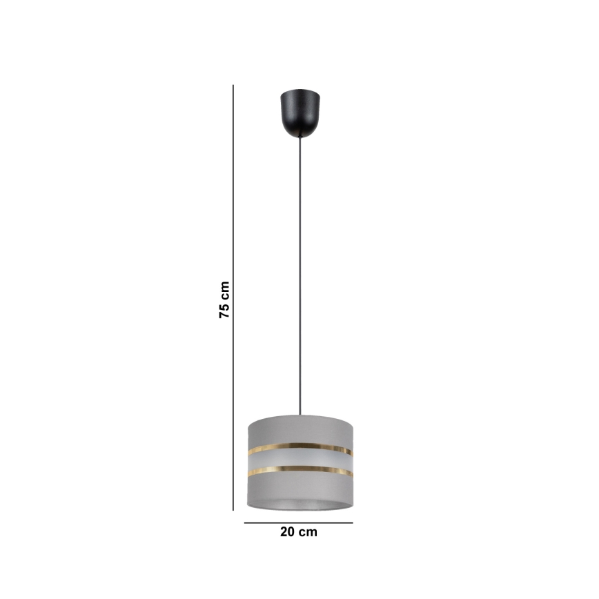 Luster na sajli CORAL 1xE27/60W/230V pr. 20 cm sivo