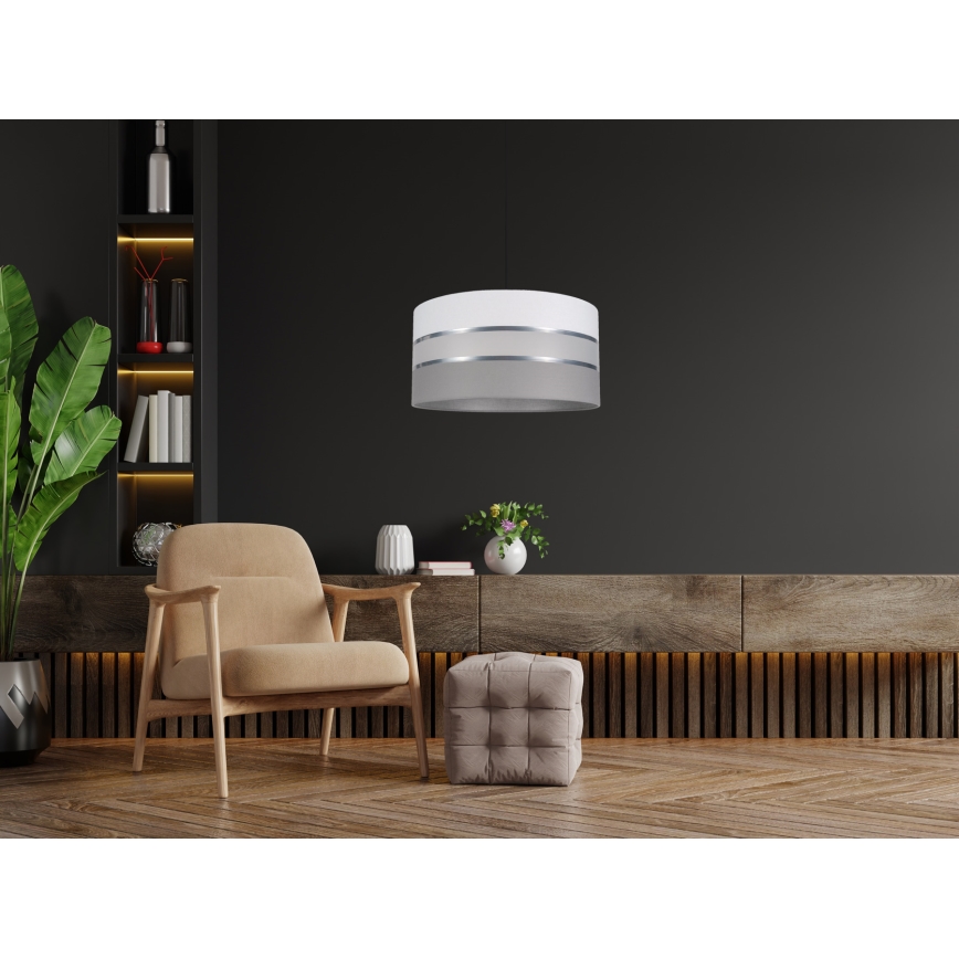 Luster na sajli CORAL 1xE27/60W/230V pr. 40 cm bela/sivo