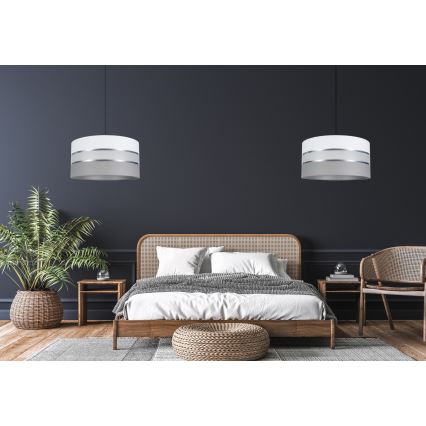 Luster na sajli CORAL 1xE27/60W/230V pr. 40 cm bela/sivo
