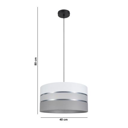 Luster na sajli CORAL 1xE27/60W/230V pr. 40 cm bela/sivo