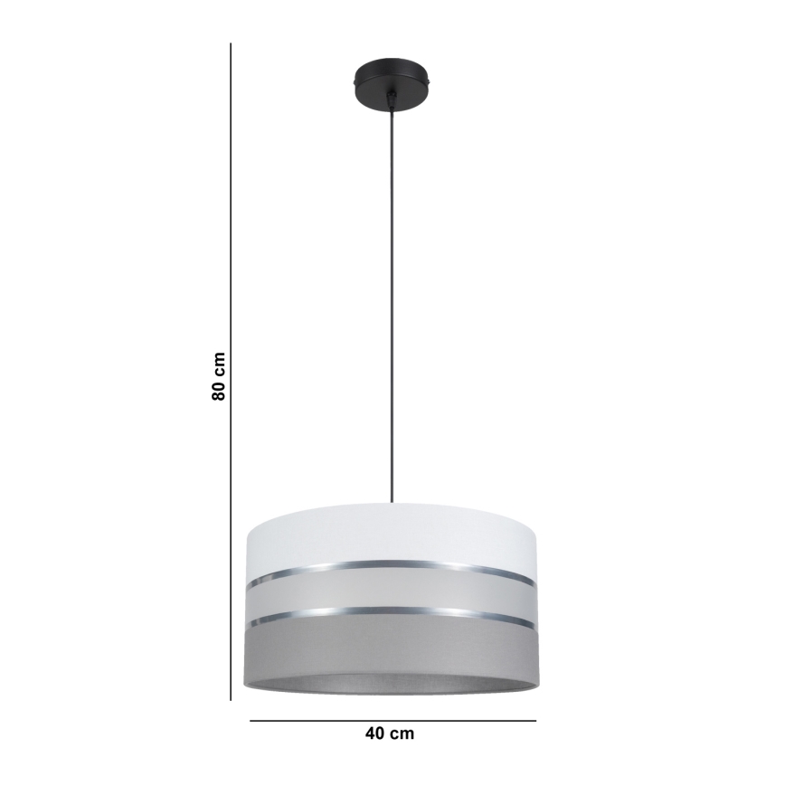 Luster na sajli CORAL 1xE27/60W/230V pr. 40 cm bela/sivo