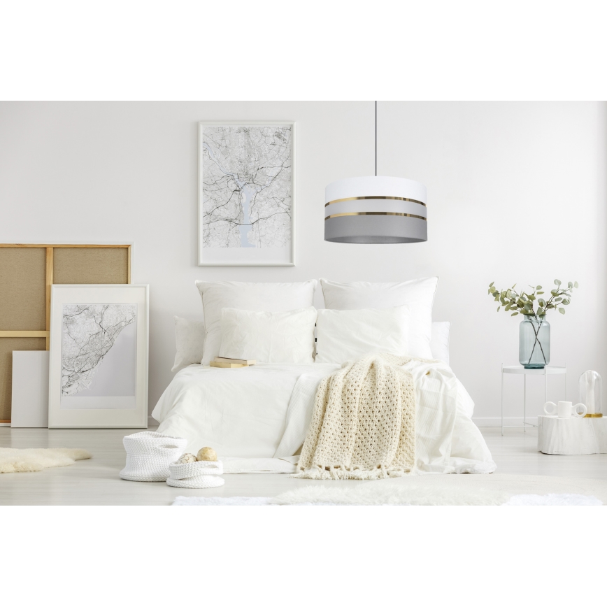 Luster na sajli CORAL 1xE27/60W/230V pr. 40 cm bela/sivo