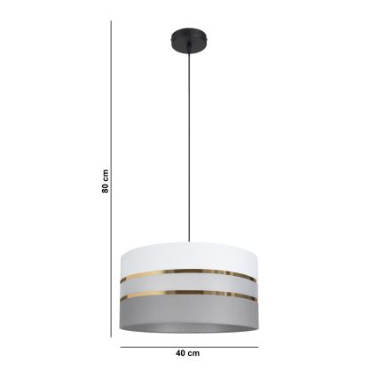 Luster na sajli CORAL 1xE27/60W/230V pr. 40 cm bela/sivo