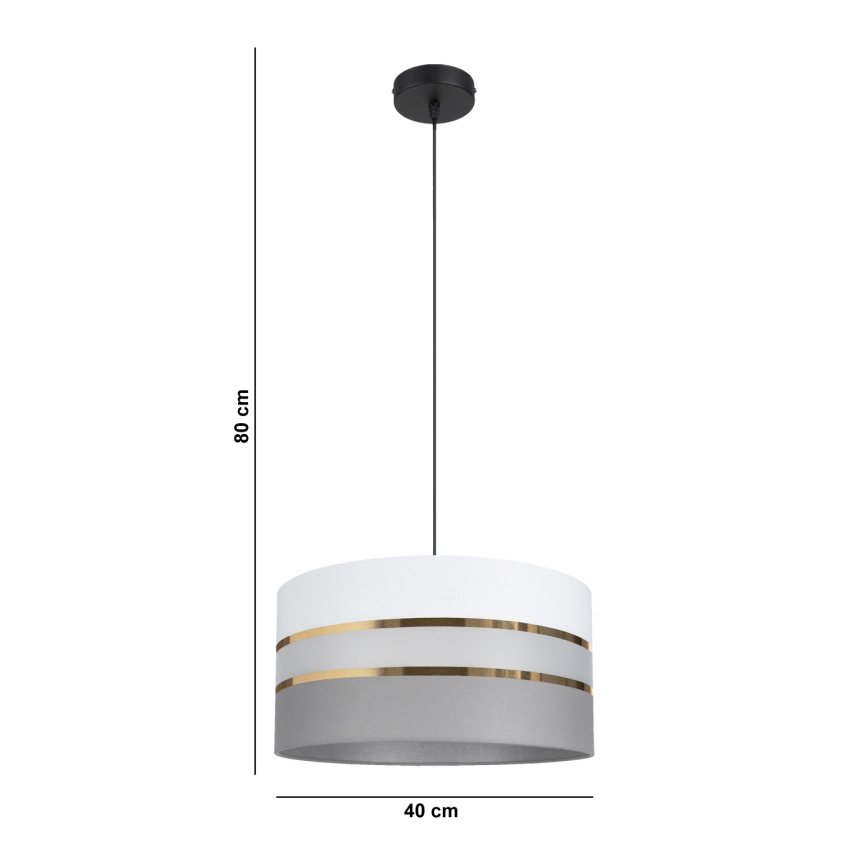 Luster na sajli CORAL 1xE27/60W/230V pr. 40 cm bela/sivo