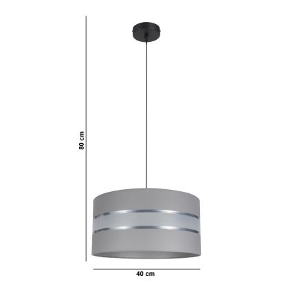Luster na sajli CORAL 1xE27/60W/230V pr. 40 cm sivo