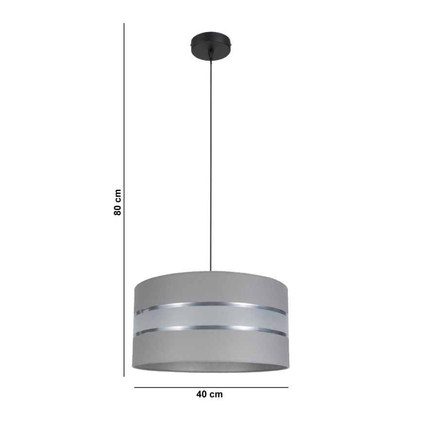 Luster na sajli CORAL 1xE27/60W/230V pr. 40 cm sivo