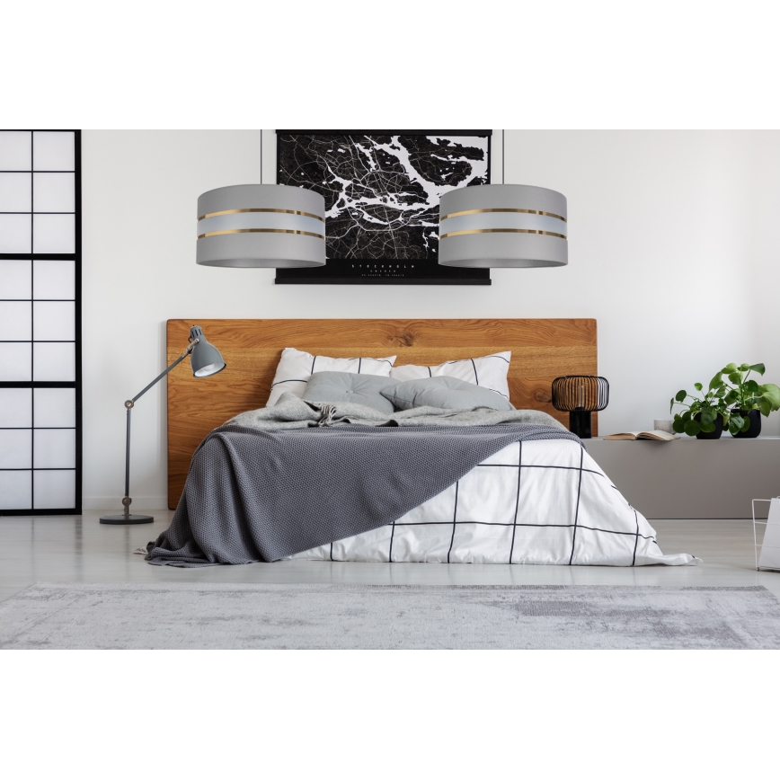 Luster na sajli CORAL 1xE27/60W/230V pr. 40 cm sivo