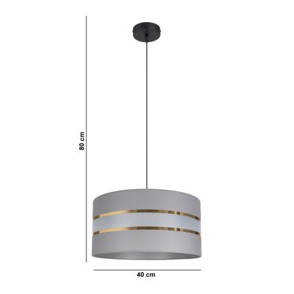 Luster na sajli CORAL 1xE27/60W/230V pr. 40 cm sivo