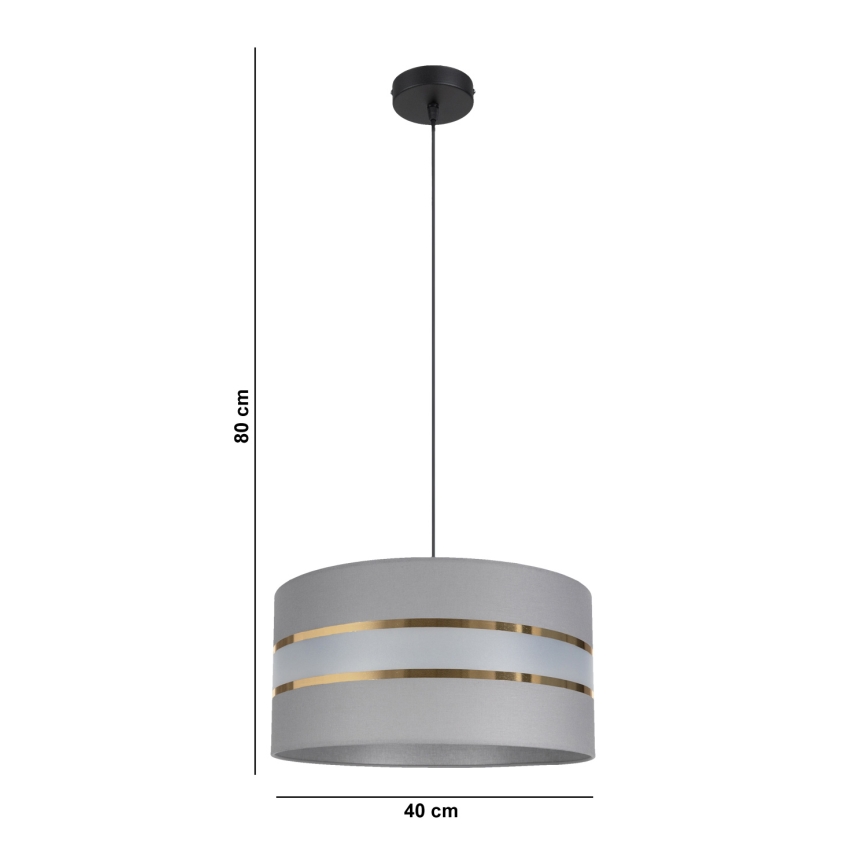 Luster na sajli CORAL 1xE27/60W/230V pr. 40 cm sivo