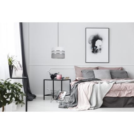 Luster na sajli CORAL 1xE27/60W/230V, prečnik 20 cm, bela/siva