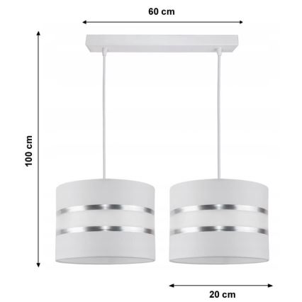 Luster na sajli CORAL 2xE27/60W/230V bela