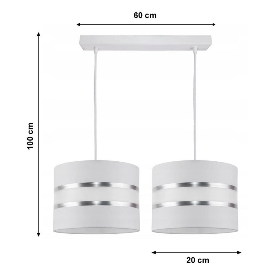 Luster na sajli CORAL 2xE27/60W/230V bela