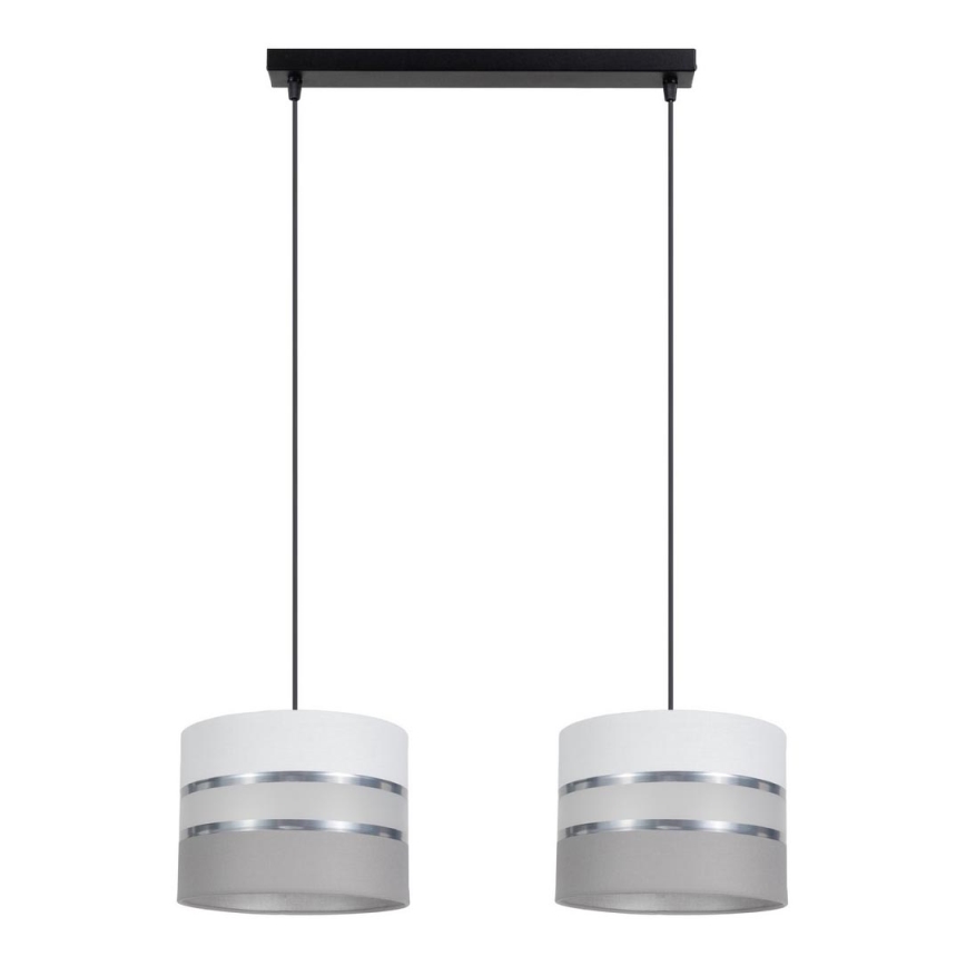 Luster na sajli CORAL 2xE27/60W/230V bela/sivo