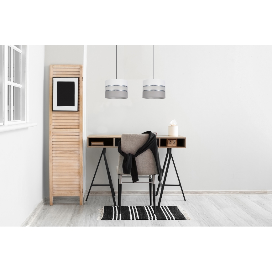 Luster na sajli CORAL 2xE27/60W/230V bela/sivo