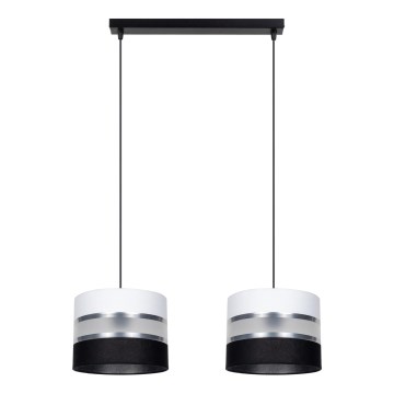 Luster na sajli CORAL 2xE27/60W/230V crno-bela
